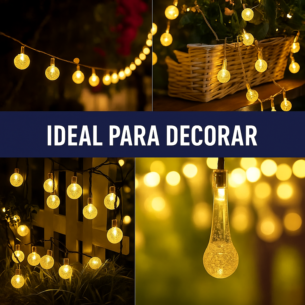 Guirnalda Solar | 5 m · 50 Luces redondas | LED Cálidas Impermeables  ✅