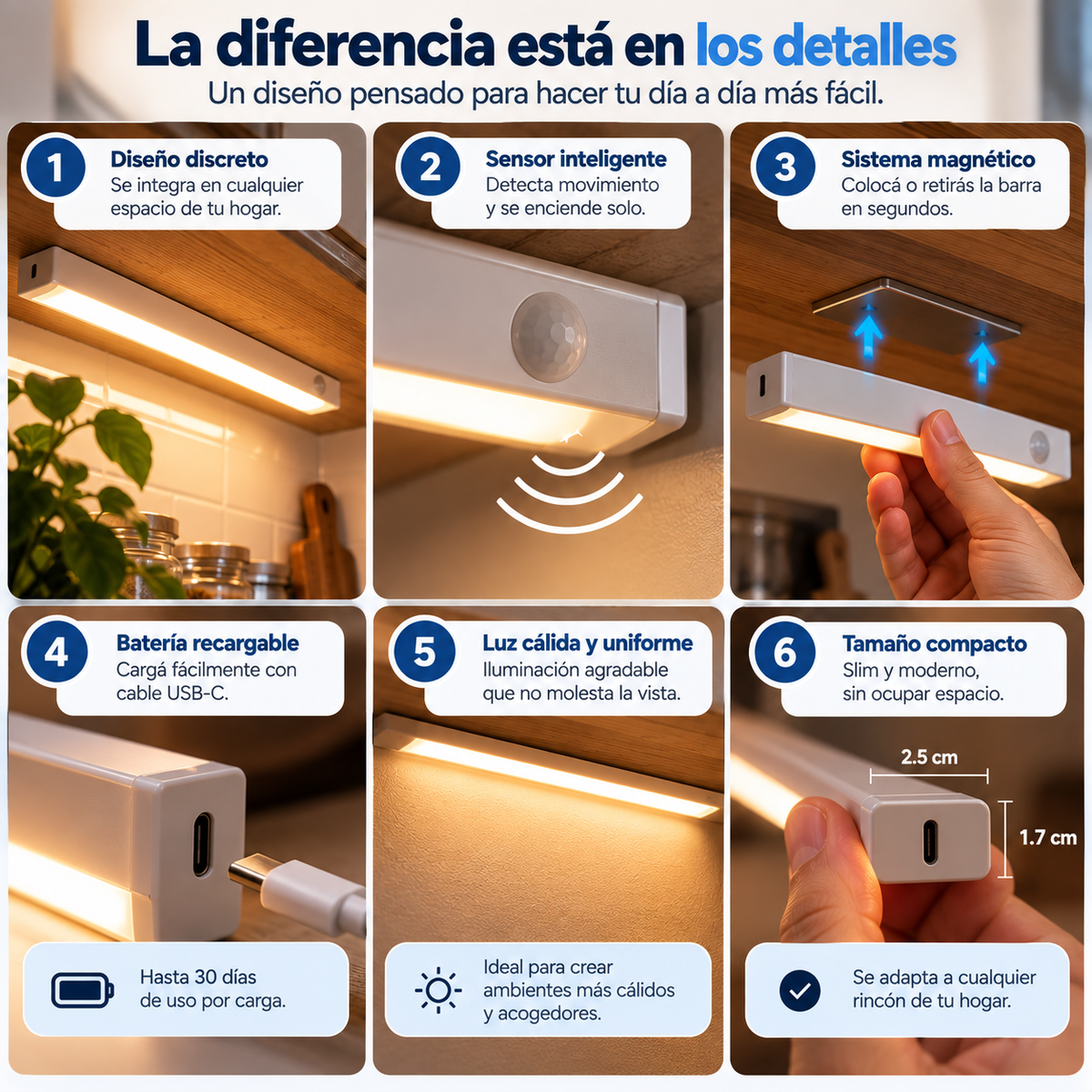 SmartLed™ Barra Luz Led con Sensor de Movimiento │ PROMO 3x1