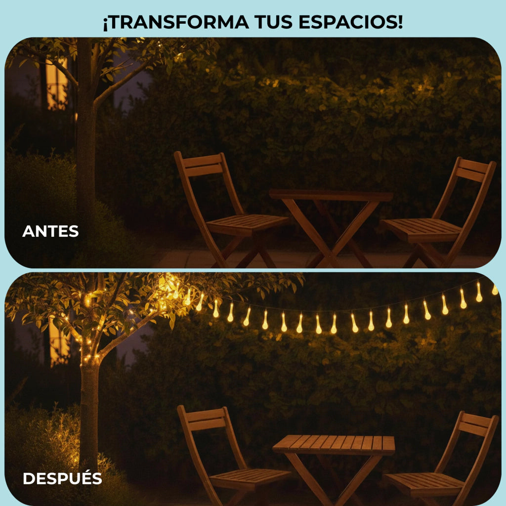 Guirnalda Solar 2x1 5 m · 30 Luces LED Cálidas Impermeables ✅
